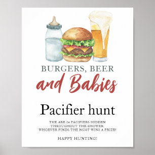 Baby-Shower-Spiel: Suche nach Bier & Schnuller in Poster