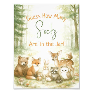 Baby-Shower-Spiel Süße Wald-Baby-Tiere Fotodruck