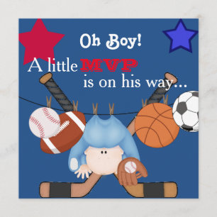 Baby shower sportif Cute Boys Invitation