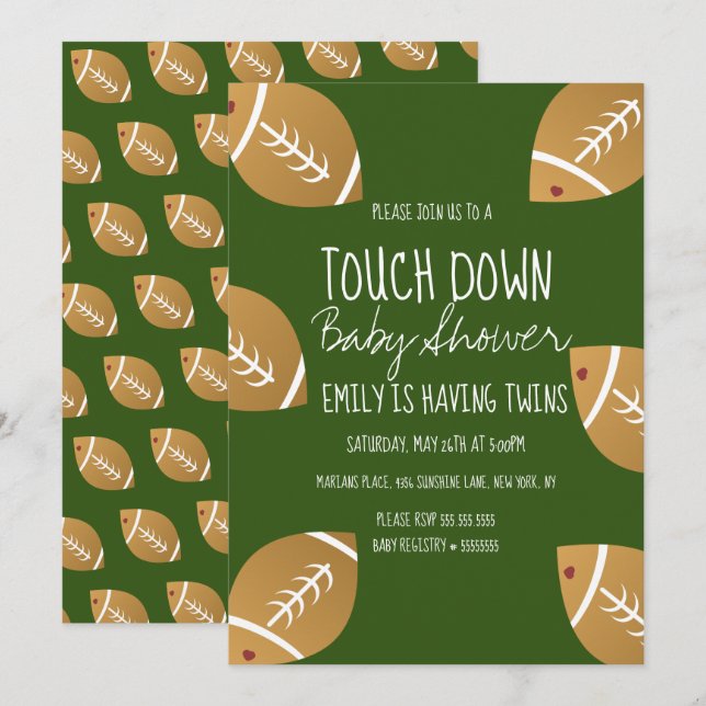 Baby shower sportif de football mignon Invitation  (Devant / Derrière)