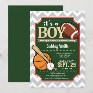 Baby shower sportif Invitation garçon
