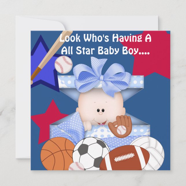 BABY SHOWER SPORTS-EINLADUNG FÜR JUGEND EINLADUNG (Vorderseite)
