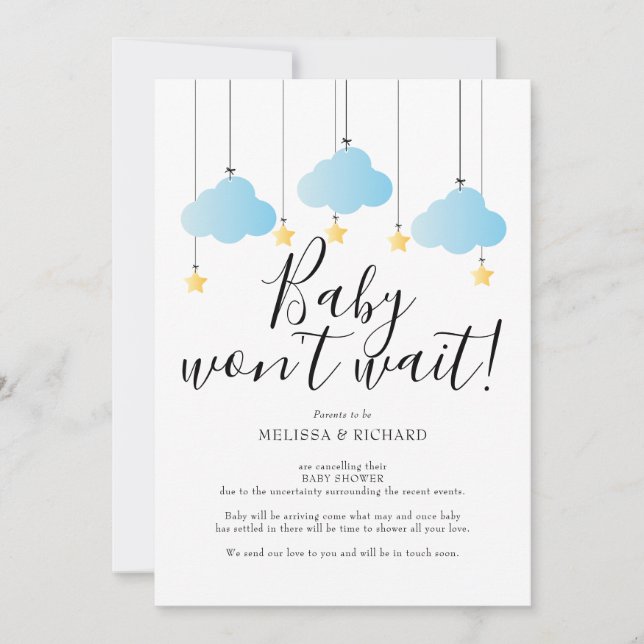 Baby shower, Sprinkle Boy Carte d'annulation bleue (Devant)