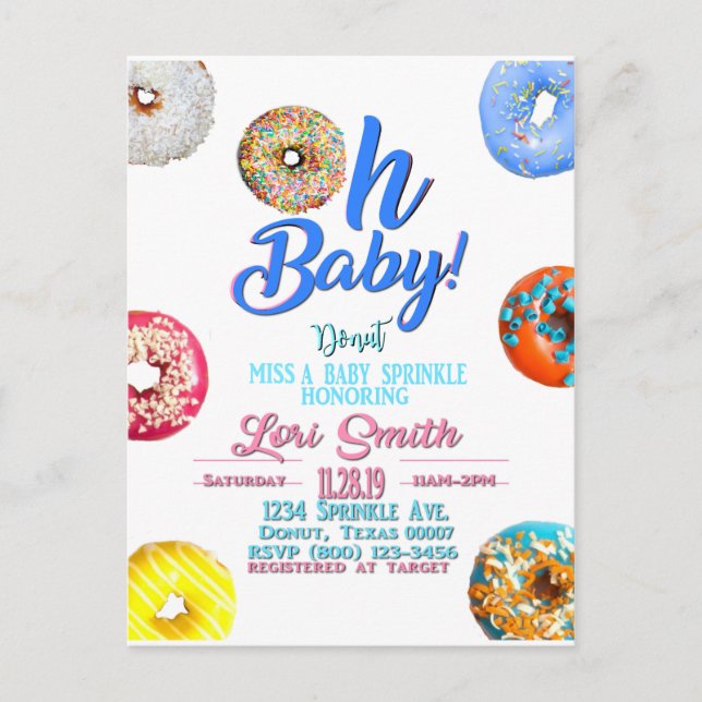 Baby Shower Sprinkle Boy Einladungspostkarte (Vorderseite)