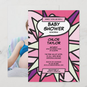 Baby Shower Sprinkle Moderne Baby Girl Pink Foto Einladung