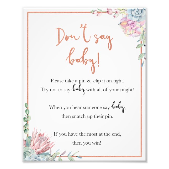 Baby Shower Spt Say Baby Clothespin Game Fotodruck (Vorne)