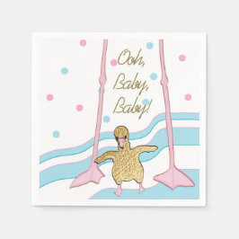 Baby Shower Standard Napkin "Gold Flamingo Baby" Serviette