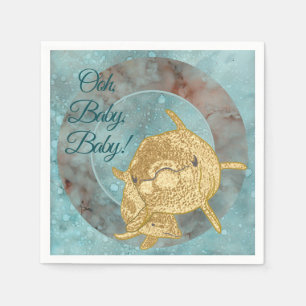 Baby Shower Standard Serviette Gold Delfin Baby Ma