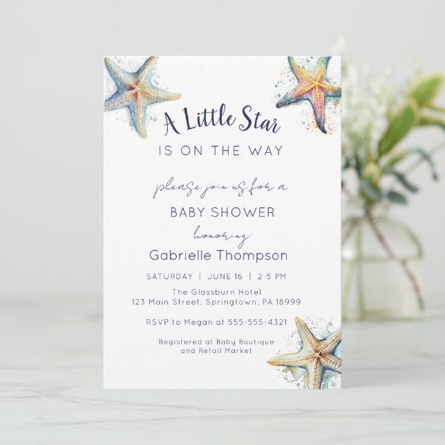 BABY SHOWER STARFISH Invitation (Debout devant)