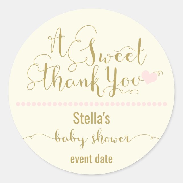 BABY SHOWER STICKER| Herzlichen Dank Runder Aufkleber (Vorderseite)