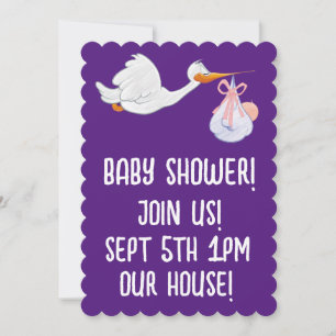 BABY SHOWER STORK MODERNE CUSTOM-EINLADUNGEN EINLADUNG