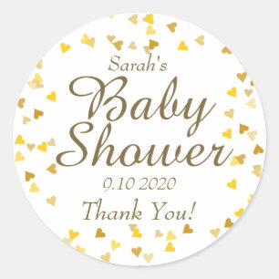 Baby Shower / Streusel Favor mit goldenen Herzen Runder Aufkleber