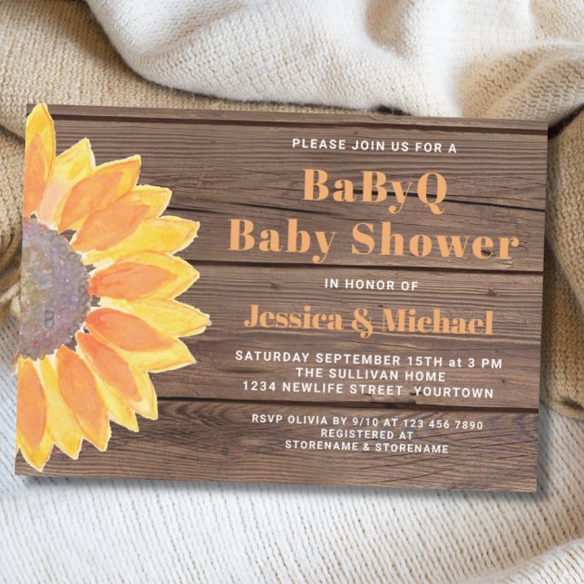 Baby shower Sunflow Wood BBQ Couples Invitation (Créateur téléchargé)