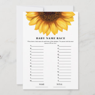 Baby shower Sunflower Automne Nom Course Carte de