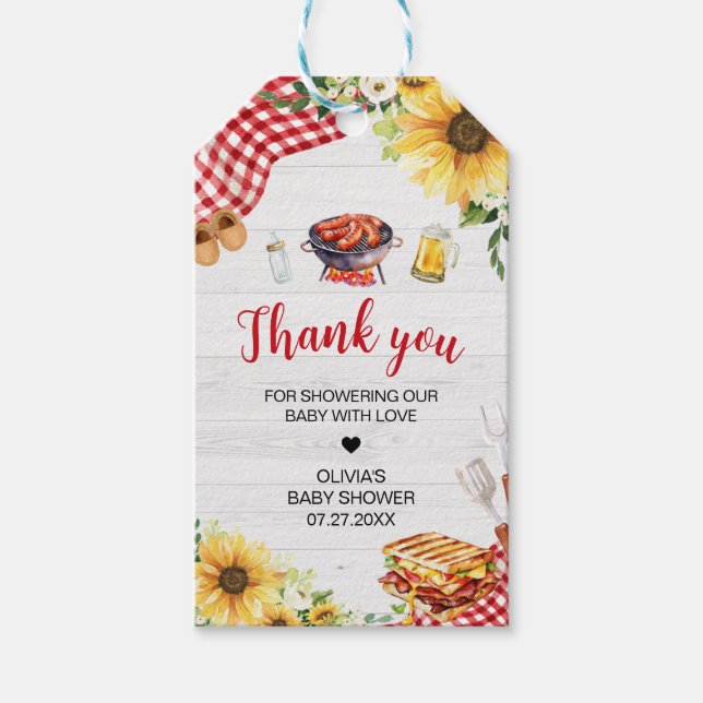 Baby shower Sunflower BBQ Favoriser les étiquettes (Devant)