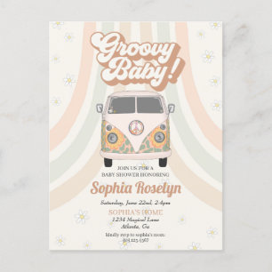 baby shower super, les années 70 invitation à thèm