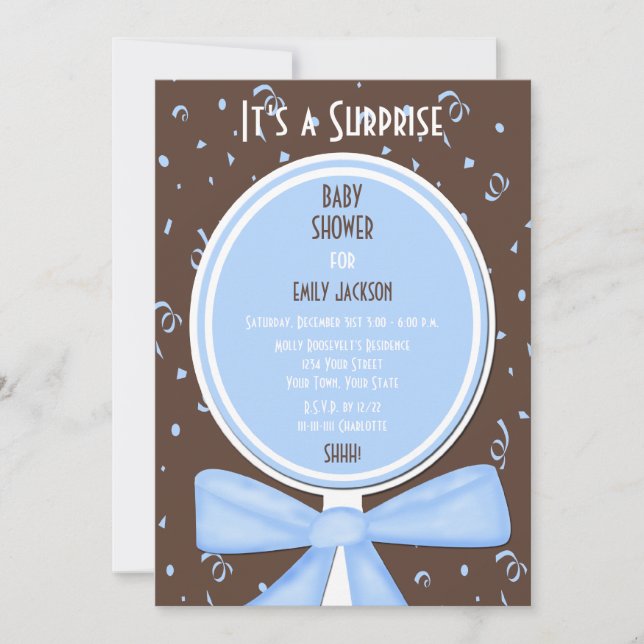 Baby shower surprise Invitation Bleu (Devant)