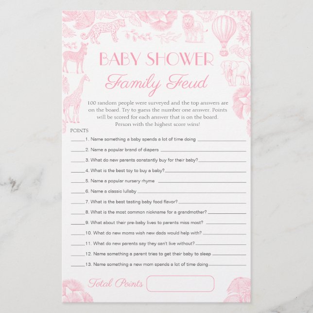 Baby shower Survey dit carte de jeu (Devant)