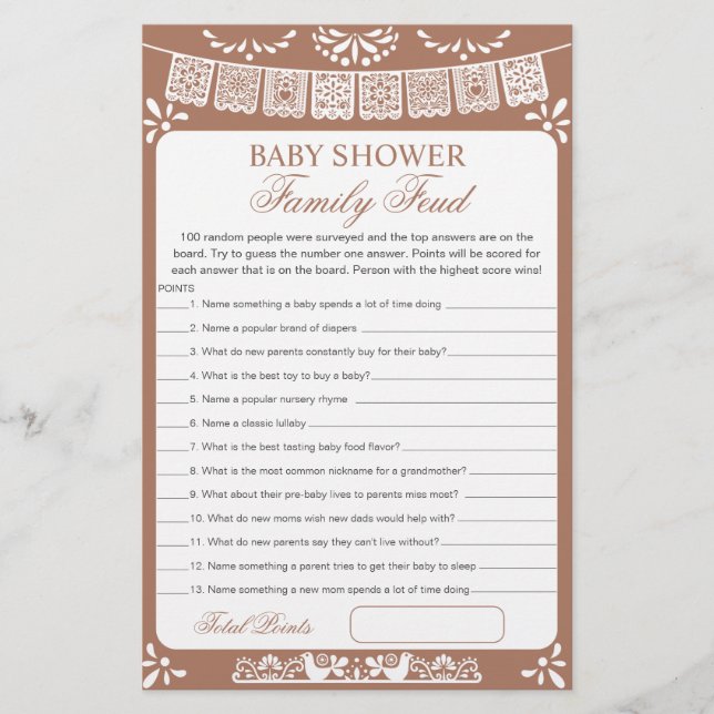 Baby Shower Survey Says Game Card (Vorderseite)