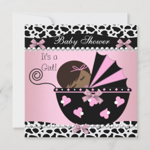 Baby Shower Süße Baby Mädchen Rosa Kuh Druck Einladung