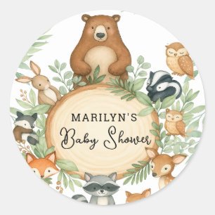Baby-Shower Süße Babytierchen Runder Aufkleber