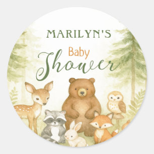 Baby-Shower Süße Babytierchen Runder Aufkleber