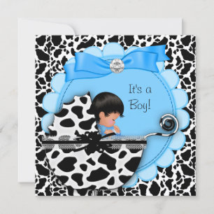 Baby Shower Süßer Baby Junge Blaues Kinderwagen Ku Einladung