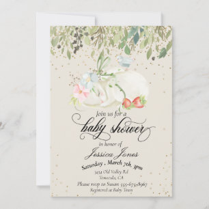 Baby Shower Süßer Hase Gold Konfetti Einladung
