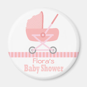 Baby Shower: Süßer rosa Babywagen / Kinderwagen Magnet