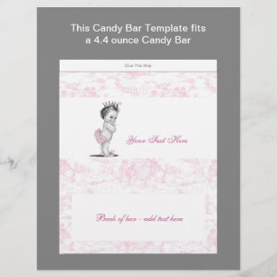 Baby Shower Süßigkeiten-Verpackung Rosa Toile Flyer
