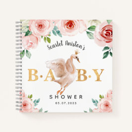 Baby Shower Swan Floral Gästebuch Notizbuch