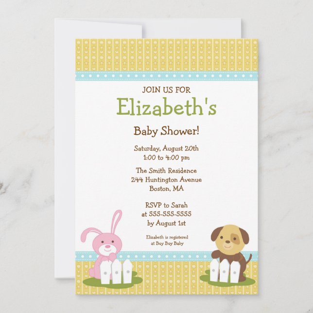 Baby shower Sweet Baby Animals Invitation (Devant)
