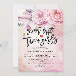 Baby Shower Sweet Little Twin Girls Boho Blume Einladung