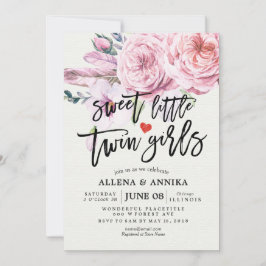 Baby Shower Sweet Little Twin Girls Boho Blume Einladung