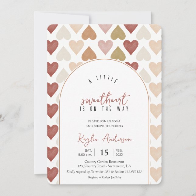BABY SHOWER SWEETHEART Valentines invitation (Devant)