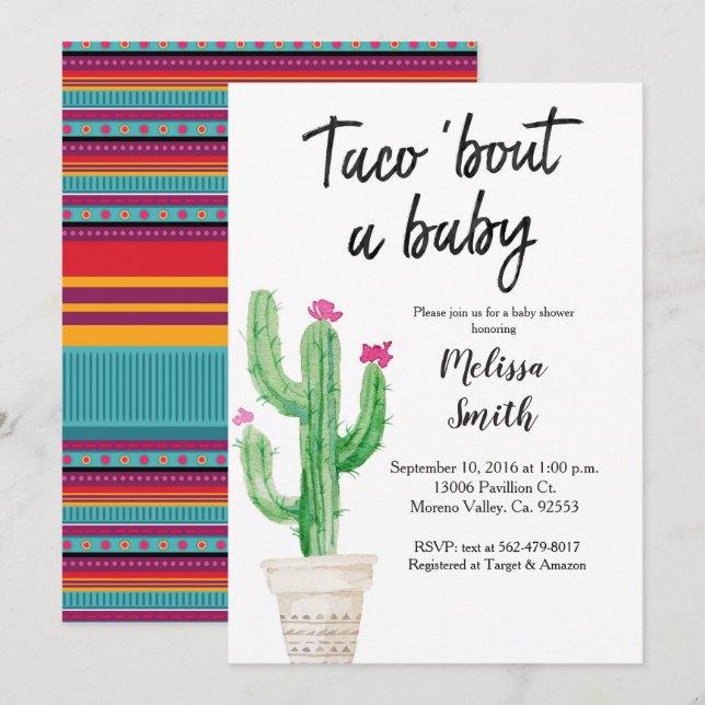 Baby Shower Taco Bout Kindereinladung Einladung (Vorne/Hinten)
