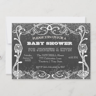 Baby-Shower-Tafel mit Kreide Glitter Einladung