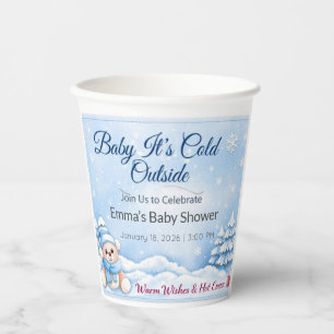 Baby Shower Tassen Winter Teddybär Heiße Schokol Pappbecher