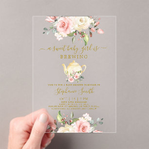 Baby shower Tea Party Acrylique Invitation