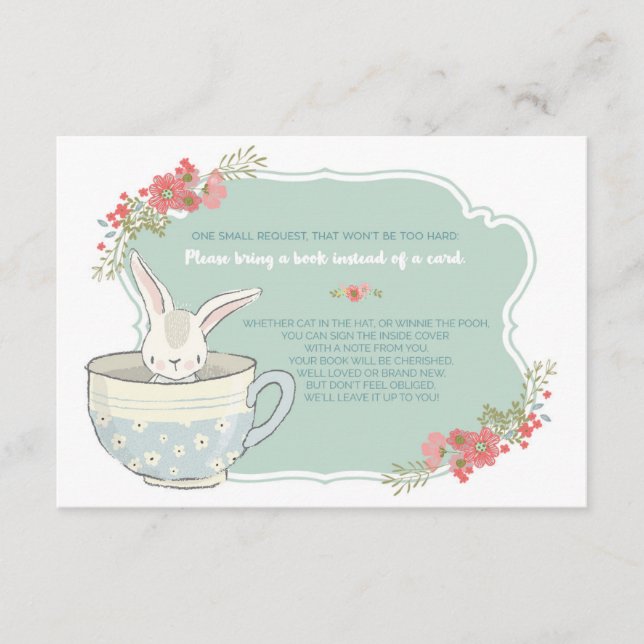 Baby shower Tea Party Apportez une carte de livre  (Devant)