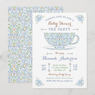 Baby shower Tea Party - Baby Boy II Invitation