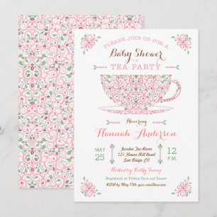 Baby shower Tea Party - Baby Girl II Invitation