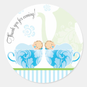 Baby shower Tea Party Favoriser Sticker   Jumeaux