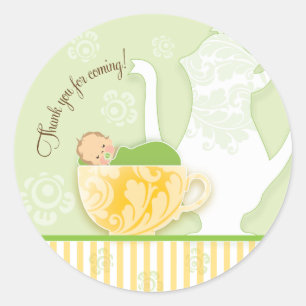 Baby shower Tea Party Favoriser Sticker   Neutre