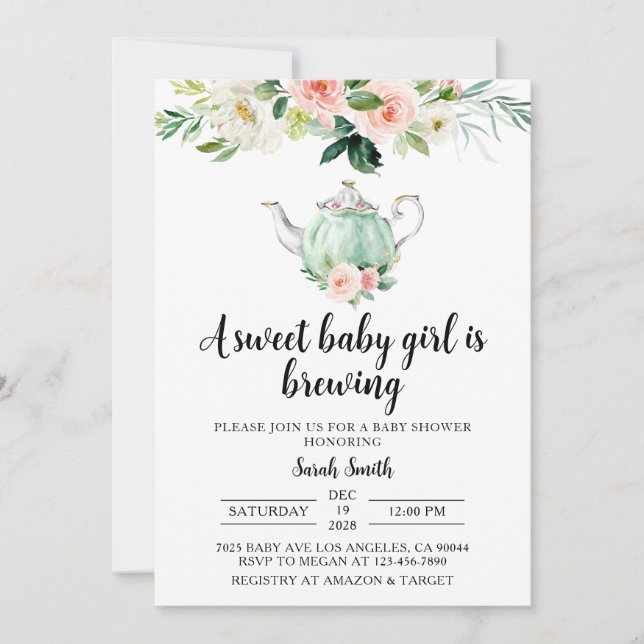 Baby shower Tea Party Invitation (Devant)