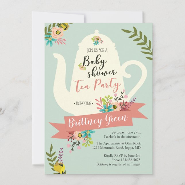 Baby shower Tea Party Invitation (Devant)
