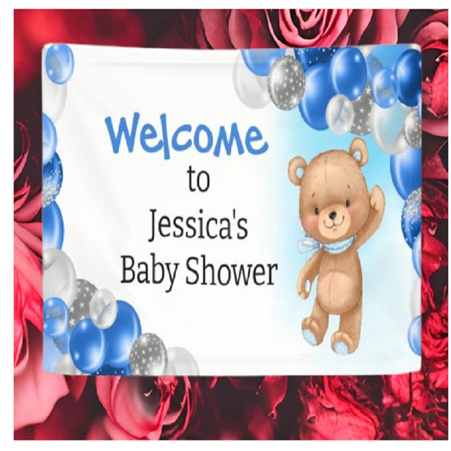 Baby Shower Teddy Balloons Blue Banner (Von Creator hochgeladen)