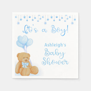 Baby Shower Teddy Bear Blue Balloons ITS A BOY Serviette