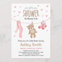 Baby Shower Teddy Bear Einladung Baby Girl pink