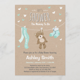 Baby Shower Teddy Bear Einladung Baby Mint Green